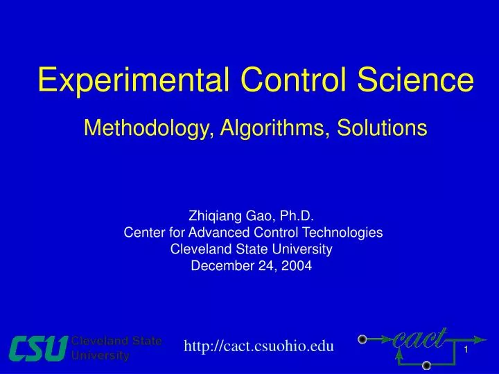 experimental control science methodology algorithms solutions