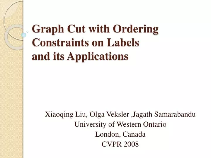 graph cut with ordering constraints on labels and its applications