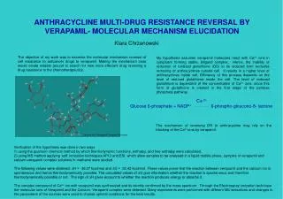 ANTHRACYCLINE MULTI-DRUG RESISTANCE REVERSAL BY VERAPAMIL- MOLECULAR MECHANISM ELUCIDATION