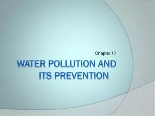 Water pollution and its prevention