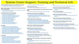 System Center Support, Training and Technical Info