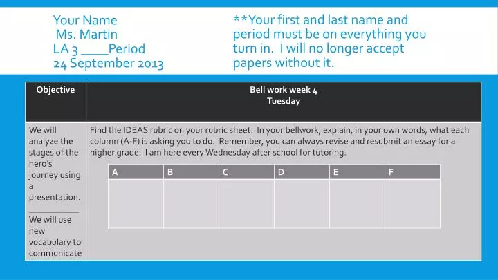 your name ms martin la 3 period 24 september 2013