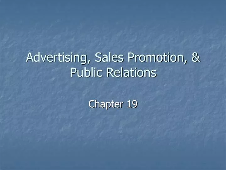 advertising sales promotion public relations