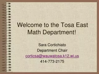 Welcome to the Tosa East Math Department!