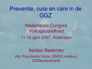 preventie cure en care in de ggz