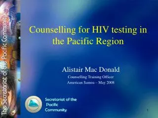 Counselling for HIV testing in the Pacific Region
