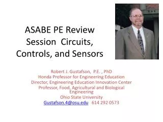 ASABE PE Review Session Circuits, Controls, and Sensors