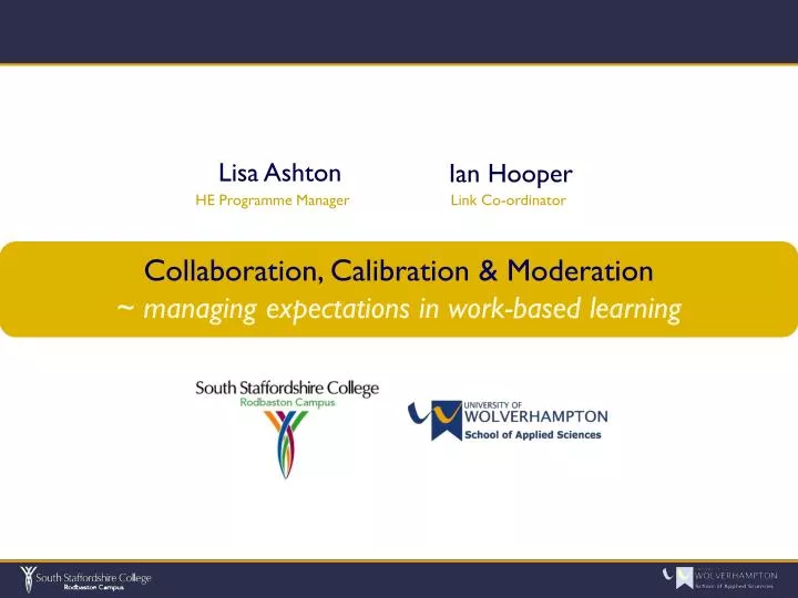 collaboration calibration moderation managing expectations in work based learning