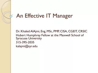 An Effective IT Manager