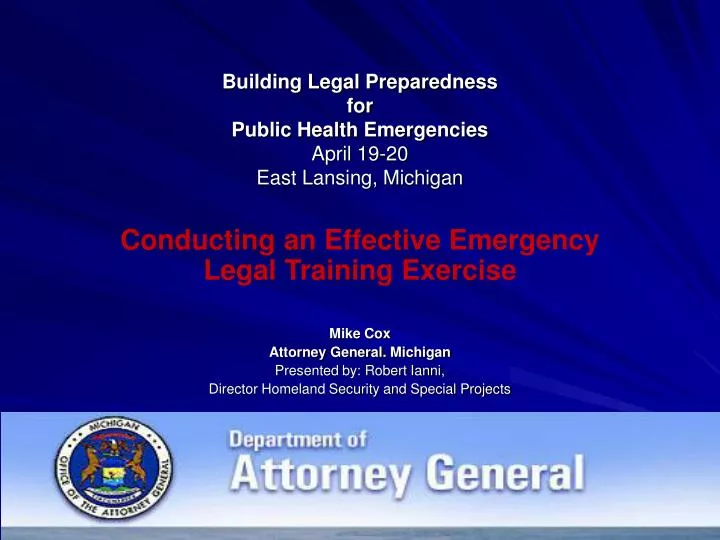 building legal preparedness for public health emergencies april 19 20 east lansing michigan