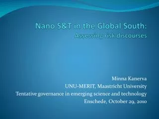 nano s t in the global south assessing risk discourses