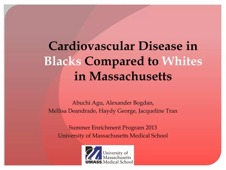 cardiovascular disease in blacks compared to whites in massachusetts