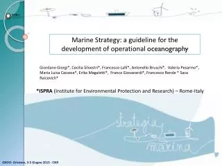 Marine Strategy: a guideline for the development of operational oceanography