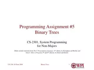 Programming Assignment #5 Binary Trees
