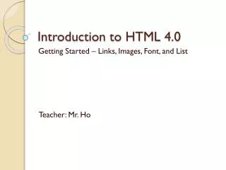 Introduction to HTML 4.0