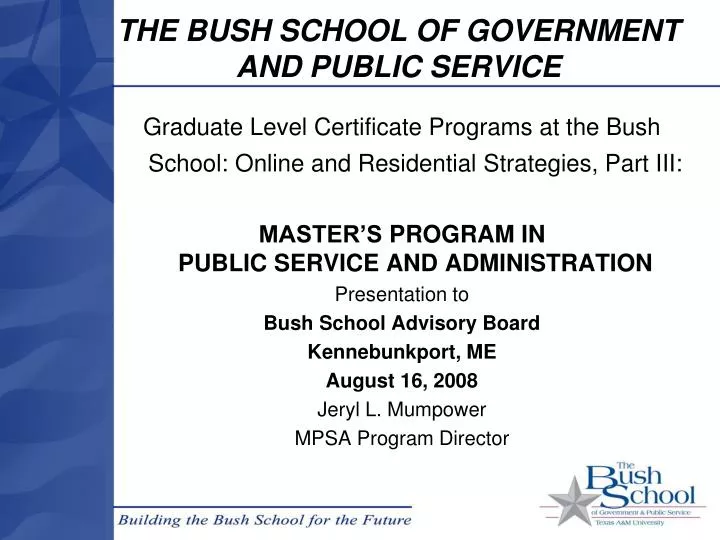 the bush school of government and public service