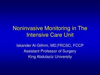 Noninvasive Monitoring in The Intensive Care Unit