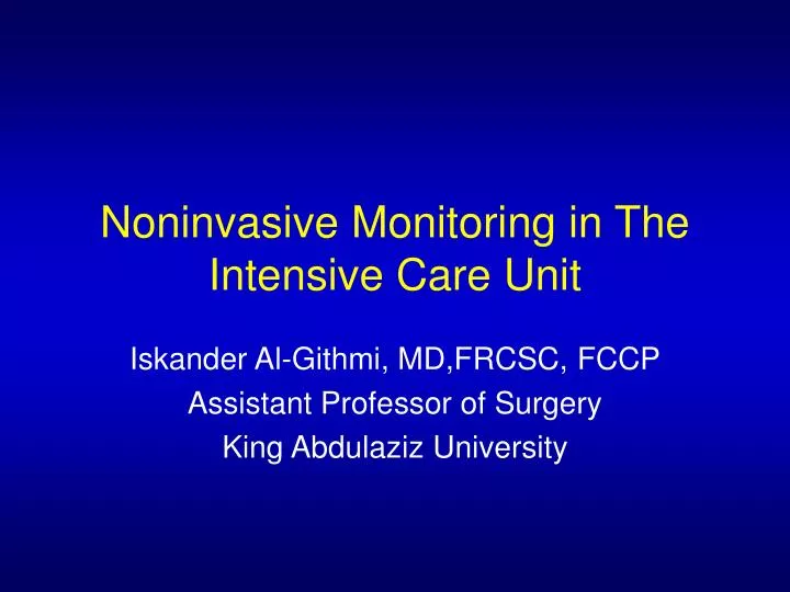 noninvasive monitoring in the intensive care unit
