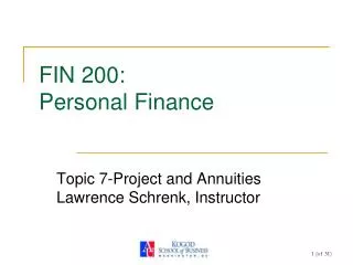 FIN 200: Personal Finance