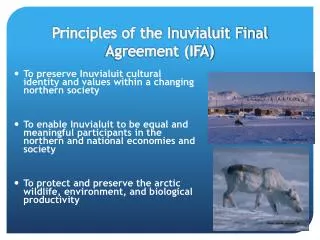 Principles of the Inuvialuit Final Agreement (IFA)