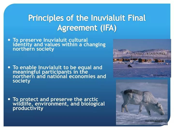 principles of the inuvialuit final agreement ifa