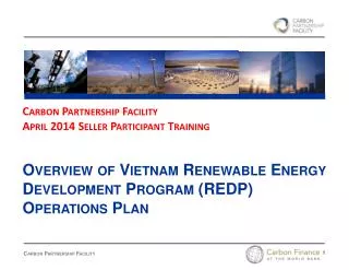 Carbon Partnership Facility April 2014 Seller Participant Training