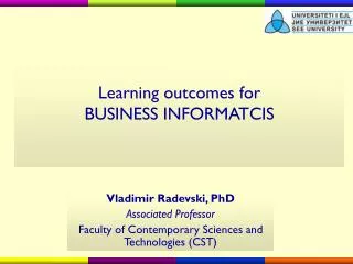 Learning outcomes for BUSINESS INFORMATCIS
