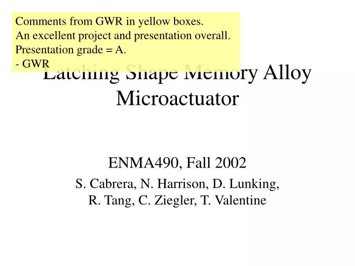 latching shape memory alloy microactuator