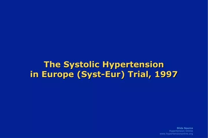 the systolic hypertension in europe syst eur trial 1997