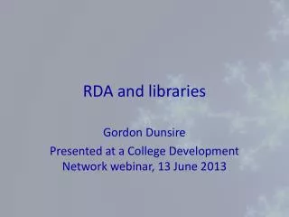 RDA and libraries