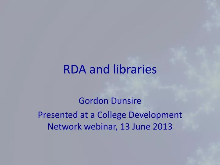 rda and libraries