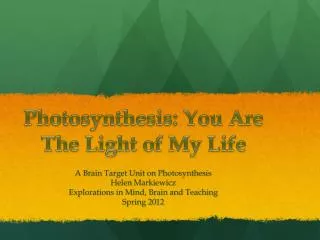 Photosynthesis: You Are The L ight of My Life