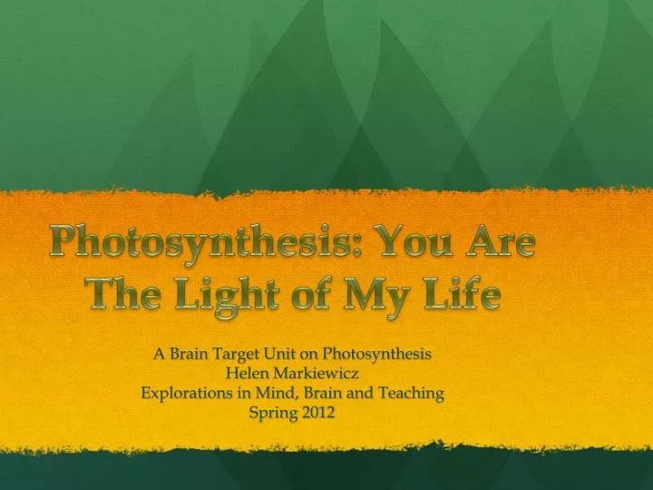 photosynthesis you are the l ight of my life