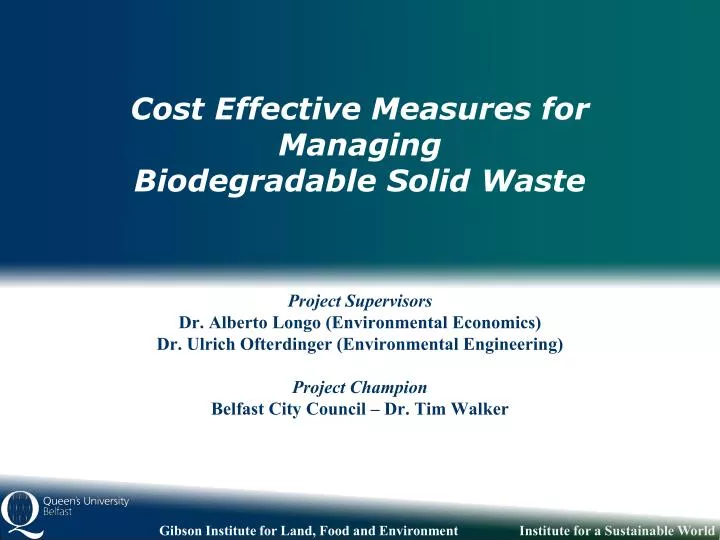 cost effective measures for managing biodegradable solid waste