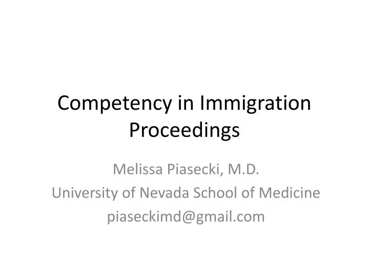 competency in immigration proceedings