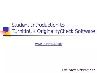 Student Introduction to TurnitinUK OriginalityCheck Software