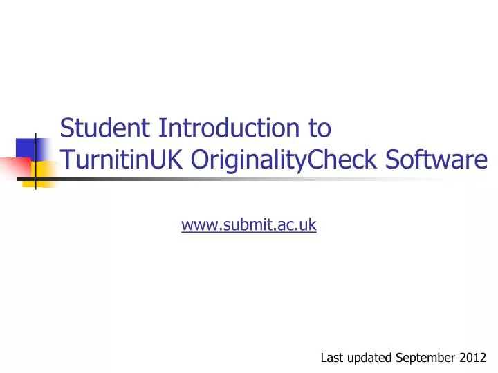 student introduction to turnitinuk originalitycheck software