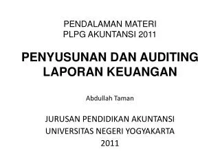 pendalaman materi plpg akuntansi 2011 penyusunan dan auditing laporan keuangan