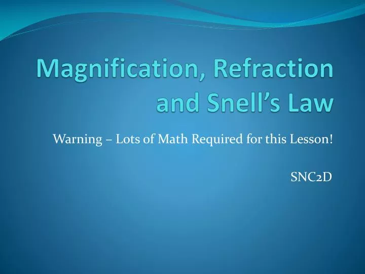 magnification refraction and snell s law