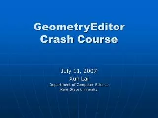 GeometryEditor Crash Course