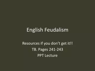 English Feudalism