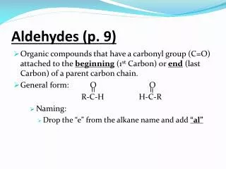 Aldehydes (p. 9)