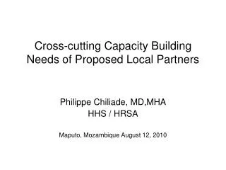 Cross-cutting Capacity Building Needs of Proposed Local Partners