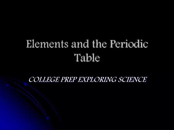 elements and the periodic table