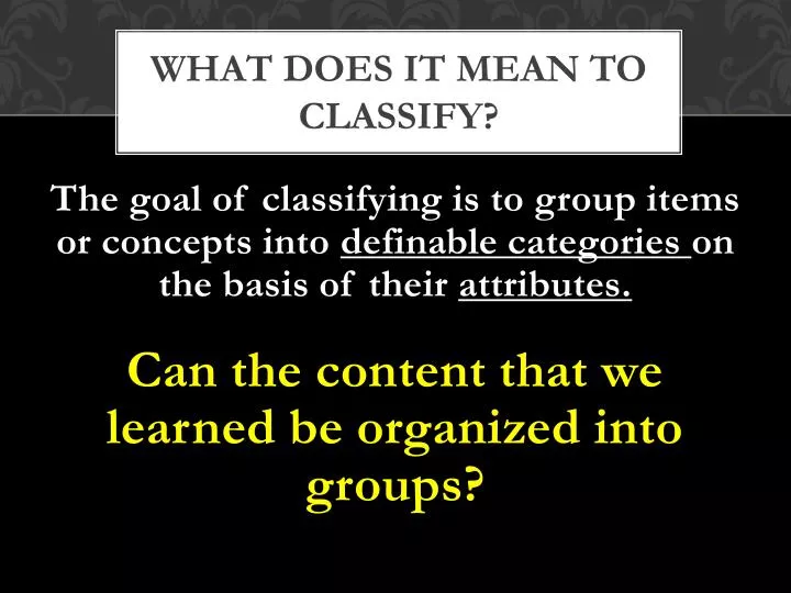 what does it mean to classify