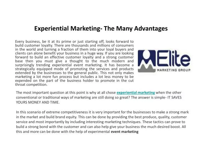 experiential marketing the many advantages