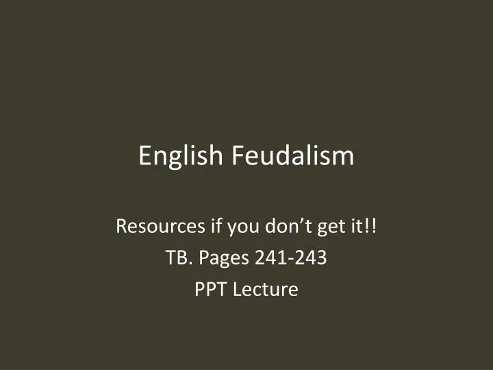 english feudalism