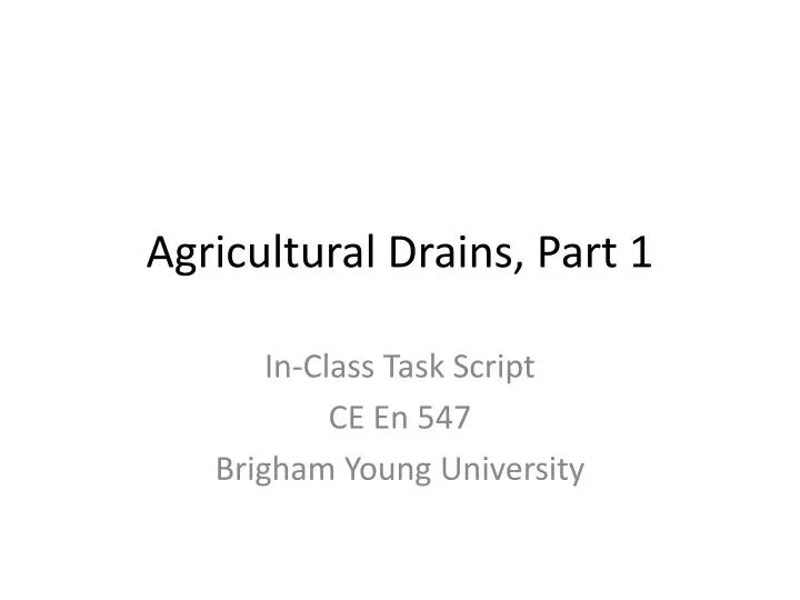 agricultural drains part 1