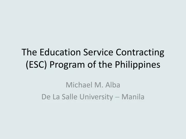 the education service contracting esc program of the philippines