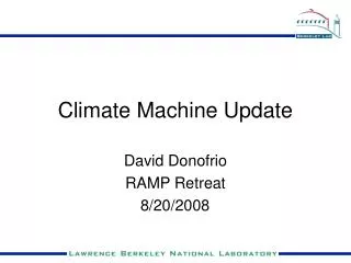 Climate Machine Update
